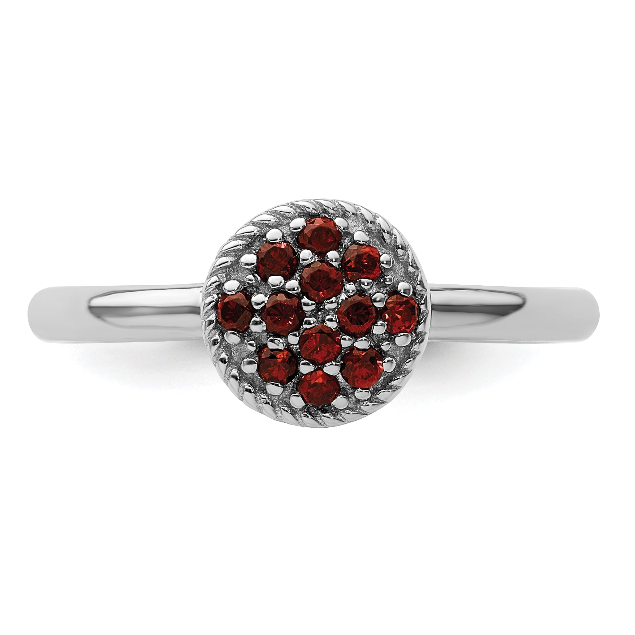 Sterlingsilber Stapelbar Expressions Granat Rhodium Ring