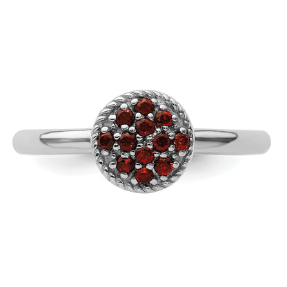 Sterlingsilber Stapelbar Expressions Granat Rhodium Ring