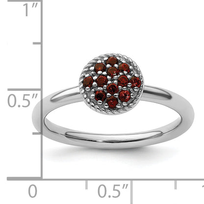Sterlingsilber Stapelbar Expressions Granat Rhodium Ring