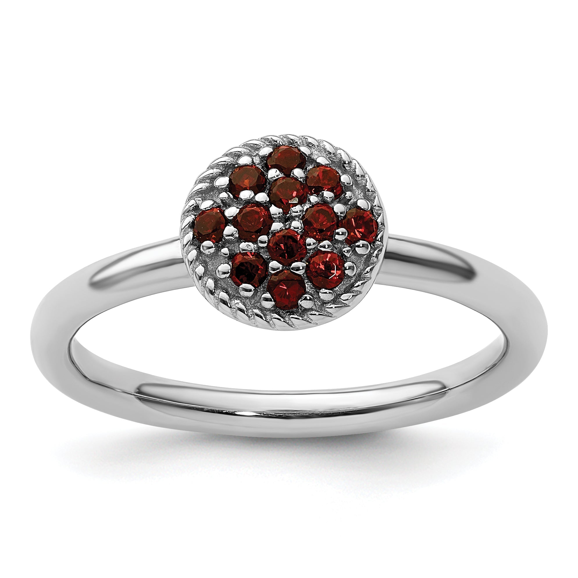 Sterlingsilber Stapelbar Expressions Granat Rhodium Ring