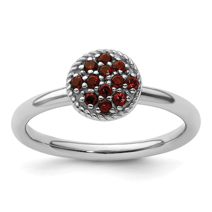 Sterlingsilber Stapelbar Expressions Granat Rhodium Ring