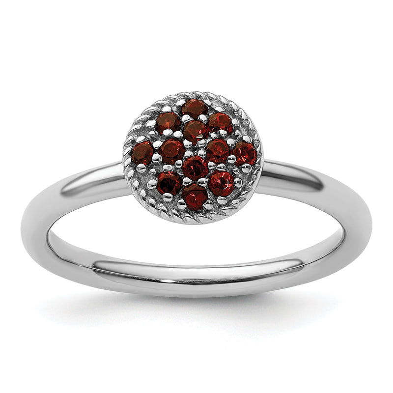 Sterlingsilber Stapelbar Expressions Granat Rhodium Ring