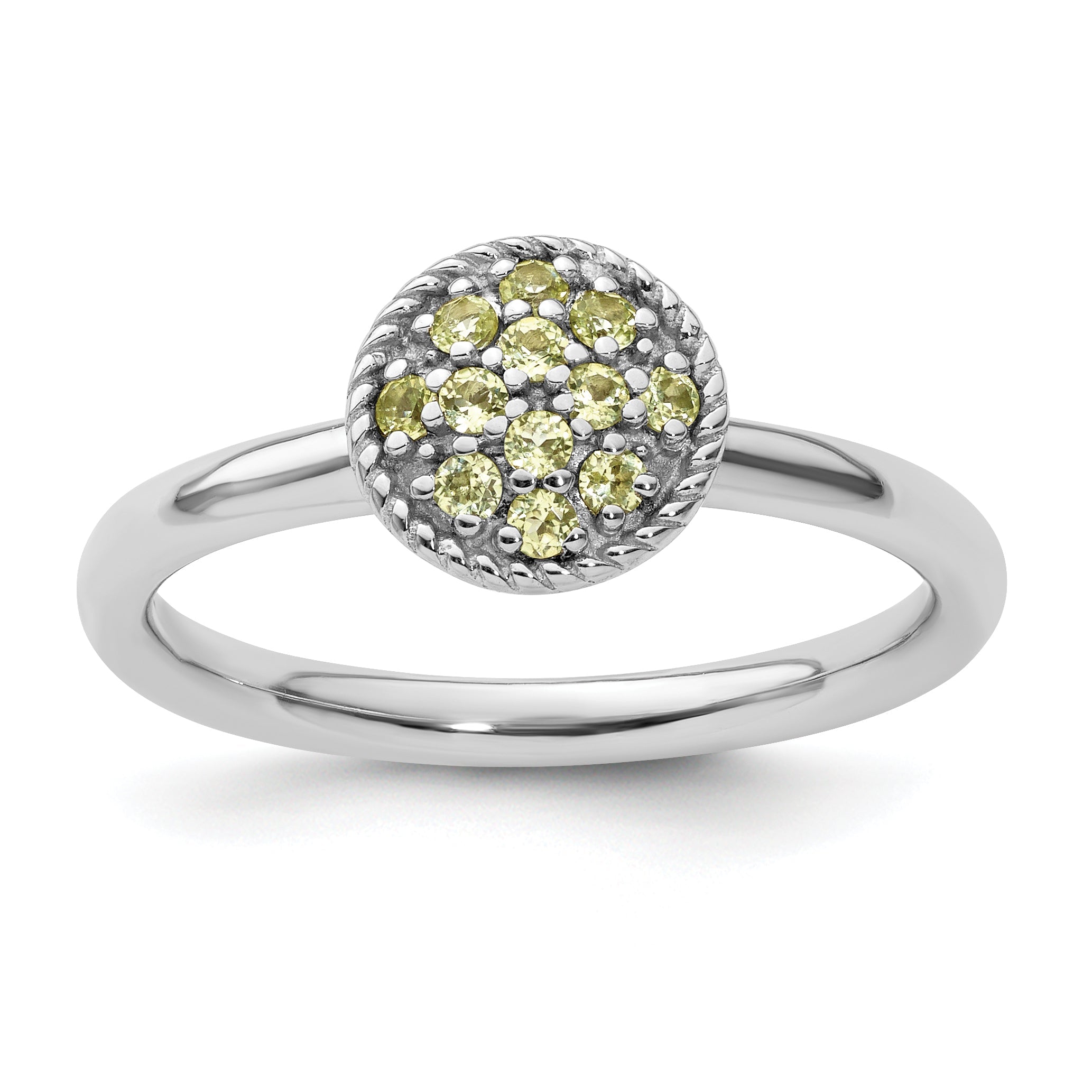 Sterlingsilber Stapelbar Expressions Peridot Rhodium Ring