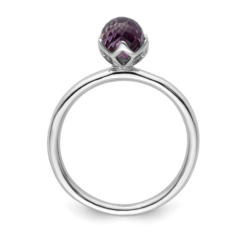 Sterlingsilber Stapelbar Expressions Amethyst Briolette Ring (size 7 Nur)