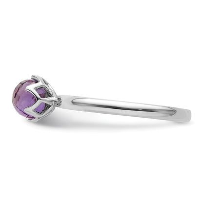 Sterlingsilber Stapelbar Expressions Amethyst Briolette Ring (size 7 Nur)