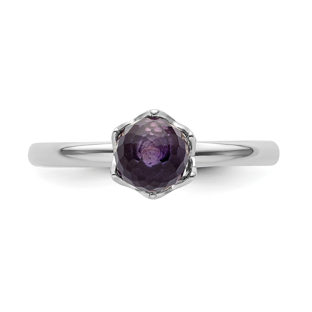 Sterlingsilber Stapelbar Expressions Amethyst Briolette Ring (size 7 Nur)