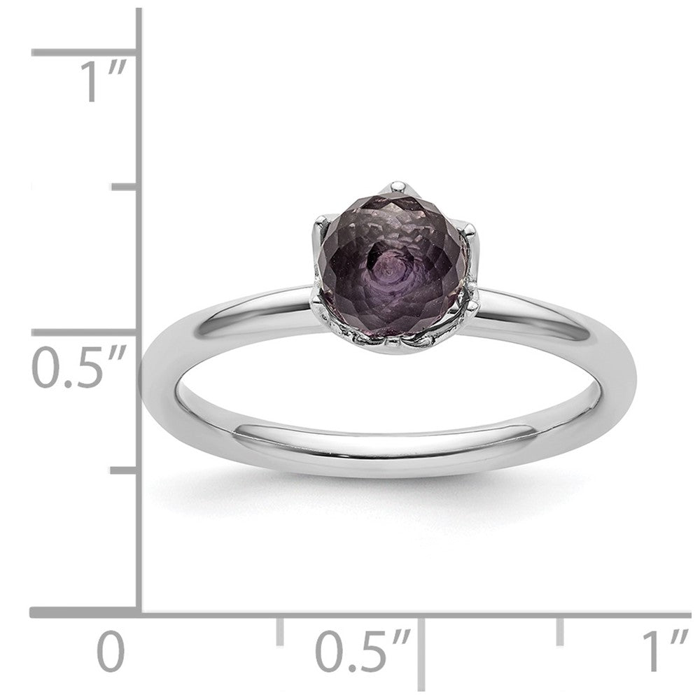 Sterlingsilber Stapelbar Expressions Amethyst Briolette Ring (size 7 Nur)