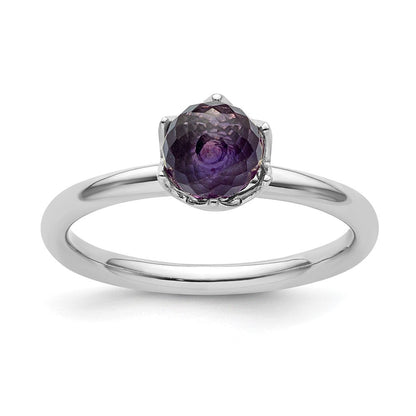 Sterlingsilber Stapelbar Expressions Amethyst Briolette Ring (size 7 Nur)