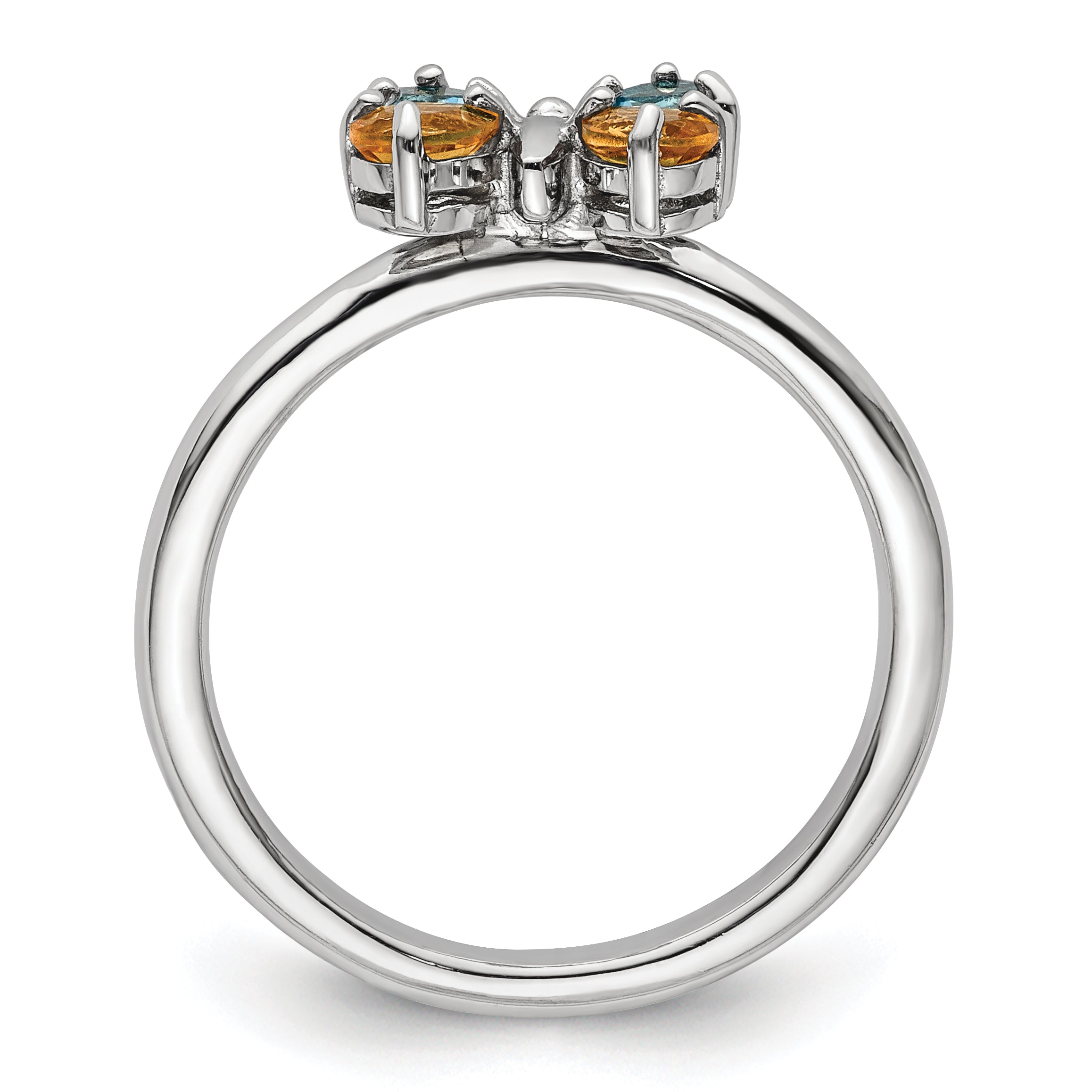 Sterlingsilber Stapelbar Expressions Blautopas & Citrin Schmetterling Ring