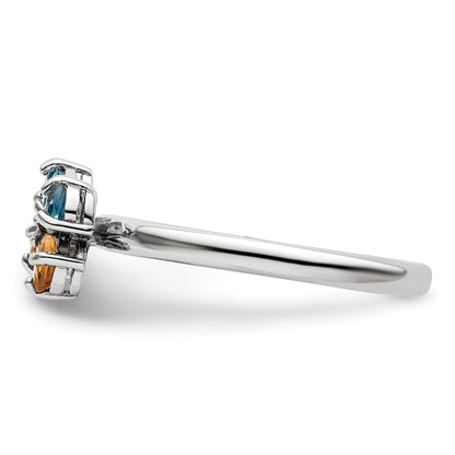 Sterlingsilber Stapelbar Expressions Blautopas & Citrin Schmetterling Ring