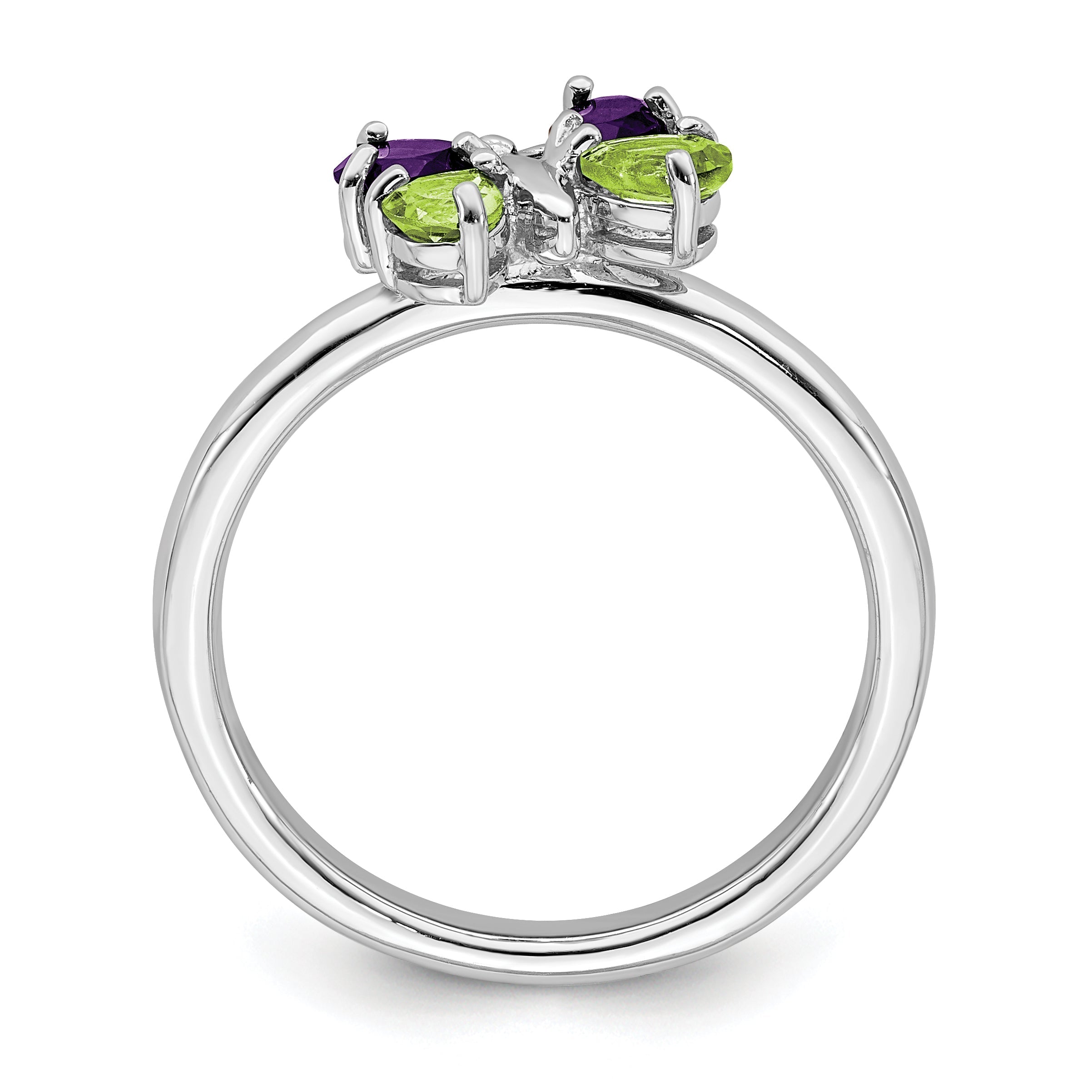 Sterlingsilber Stapelbar Expressions Amethyst & Peridot Schmetterling Ring