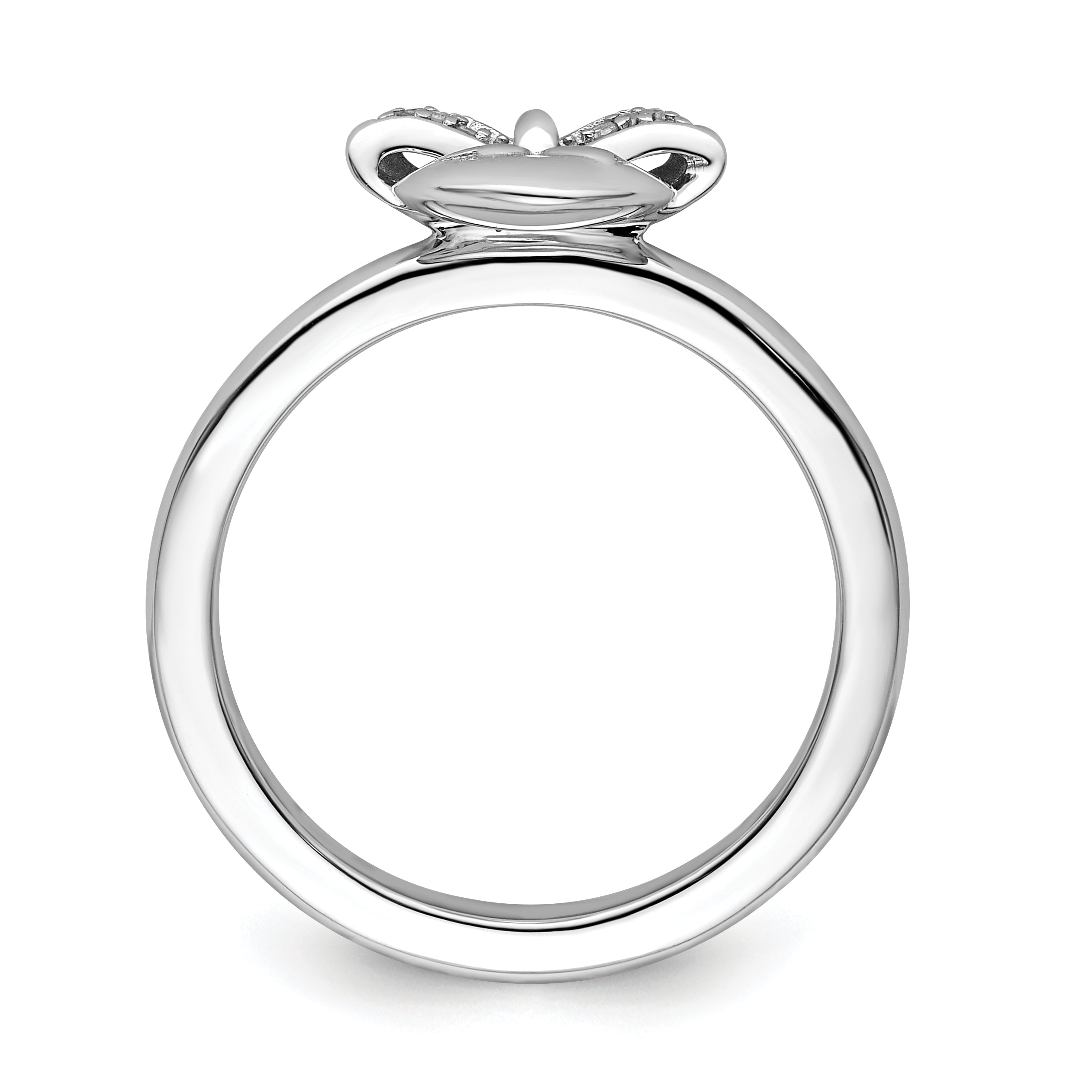 Sterlingsilber Stapelbar Expressions Herz mit Schleife Diamant Ring