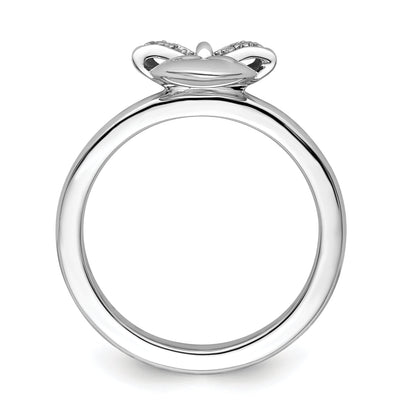 Sterlingsilber Stapelbar Expressions Herz mit Schleife Diamant Ring