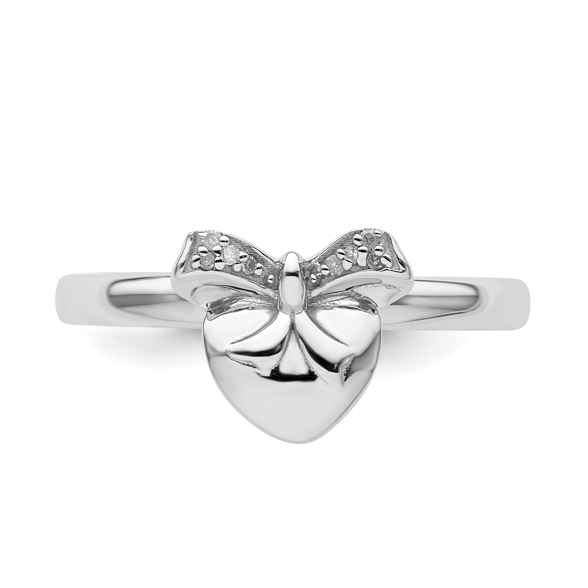 Sterlingsilber Stapelbar Expressions Herz mit Schleife Diamant Ring