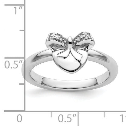 Sterlingsilber Stapelbar Expressions Herz mit Schleife Diamant Ring