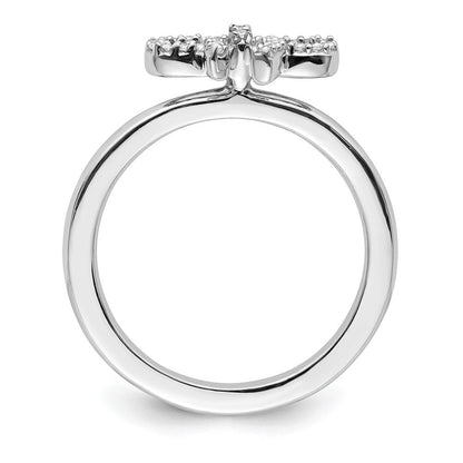Sterlingsilber Stapelbar Expressions Schleife Diamant Ring (size 9 Nur)