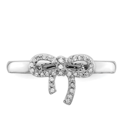 Sterlingsilber Stapelbar Expressions Schleife Diamant Ring (size 9 Nur)