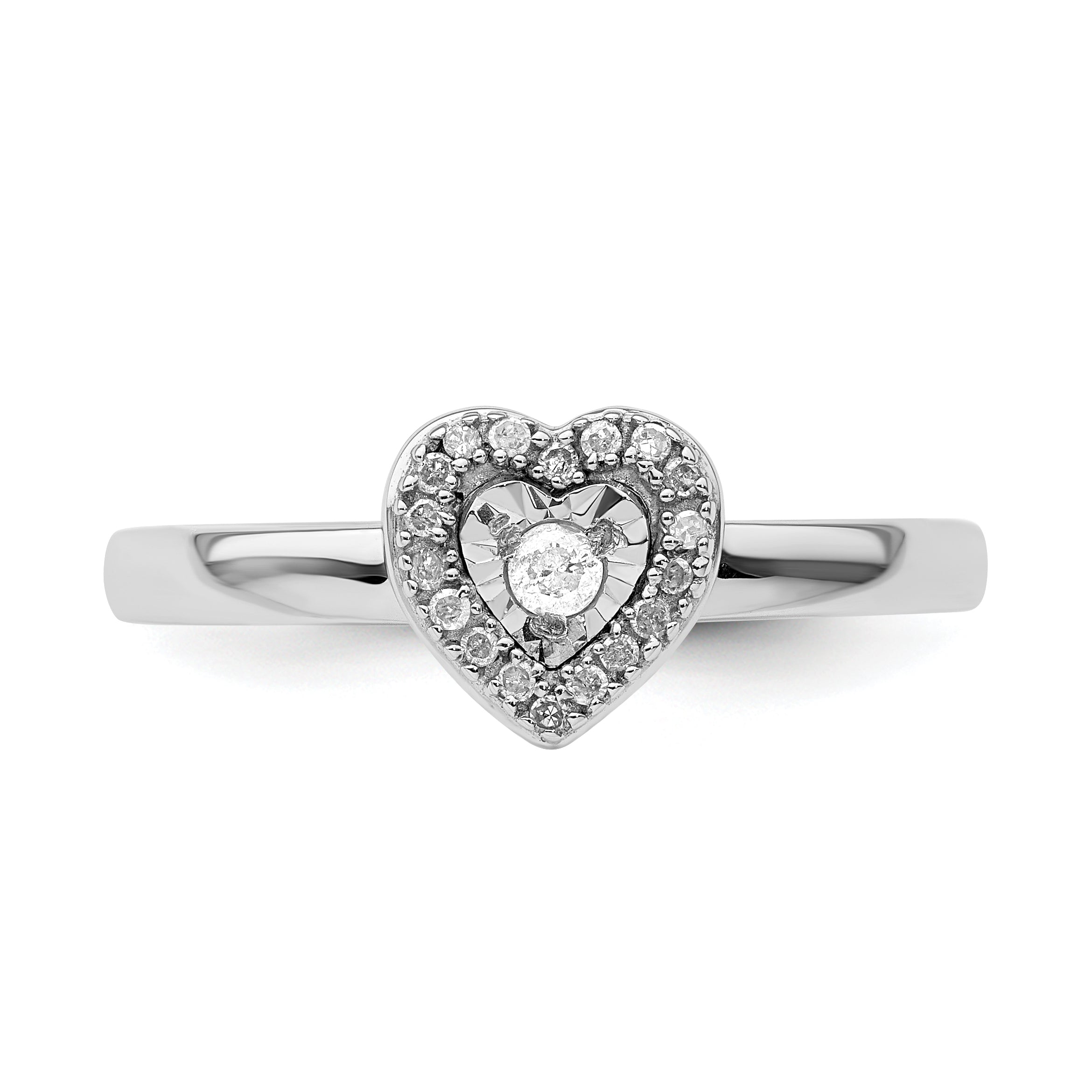 Sterlingsilber Stapelbar Expressions Herz Diamant Ring