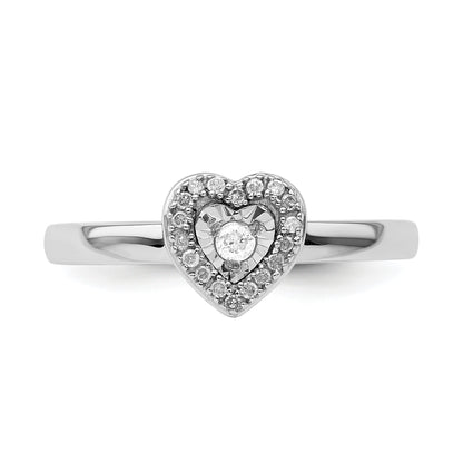 Sterlingsilber Stapelbar Expressions Herz Diamant Ring