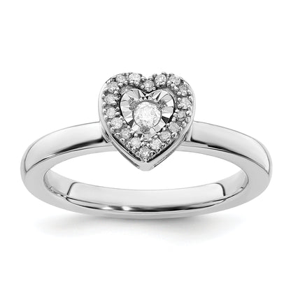 Sterlingsilber Stapelbar Expressions Herz Diamant Ring
