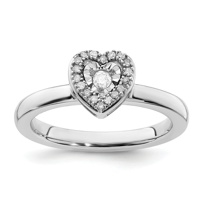 Sterlingsilber Stapelbar Expressions Herz Diamant Ring