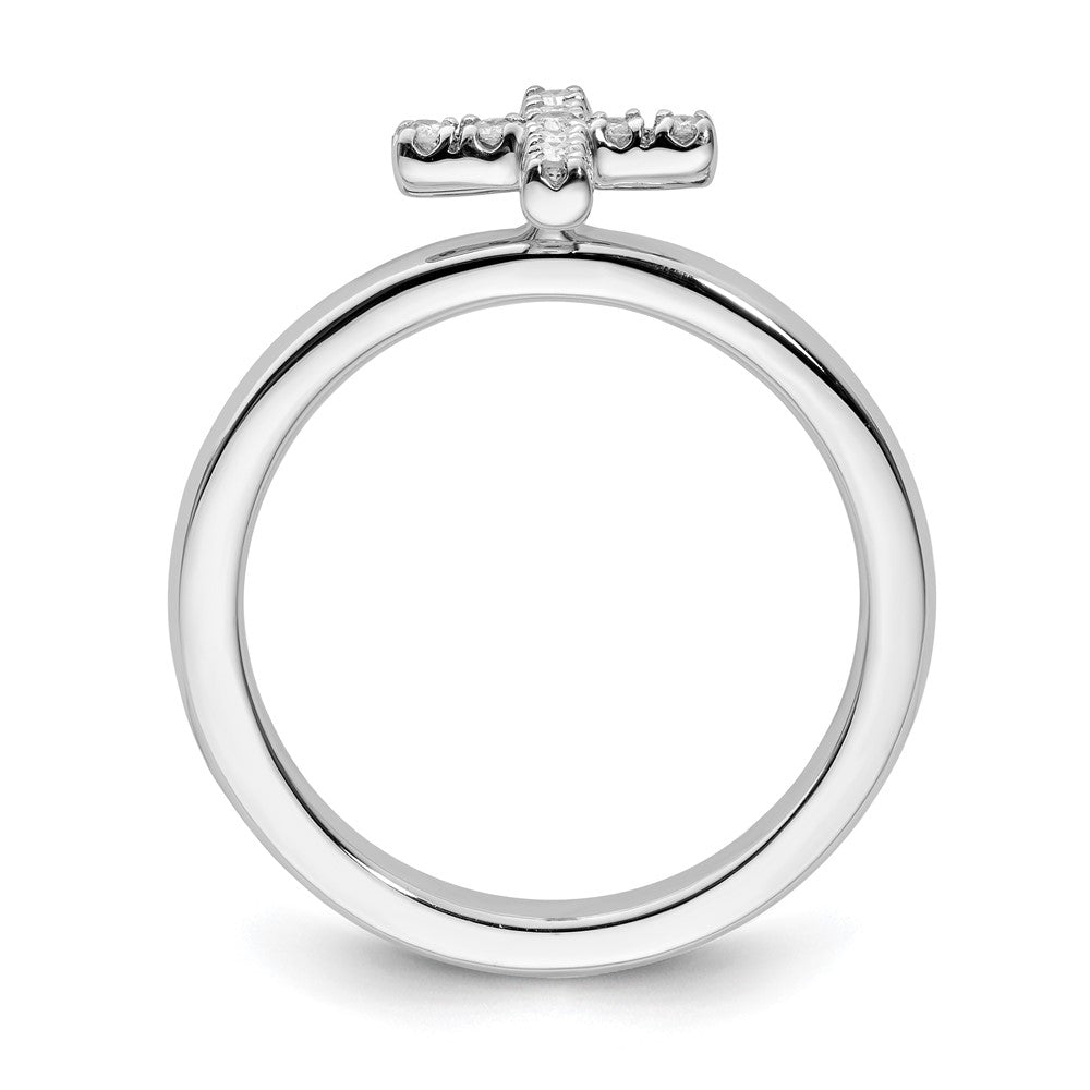 Sterlingsilber Stapelbar Expressions Kreuz Diamant Ring