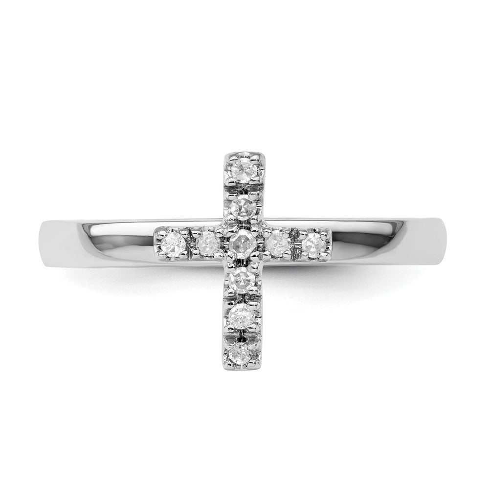 Sterlingsilber Stapelbar Expressions Kreuz Diamant Ring