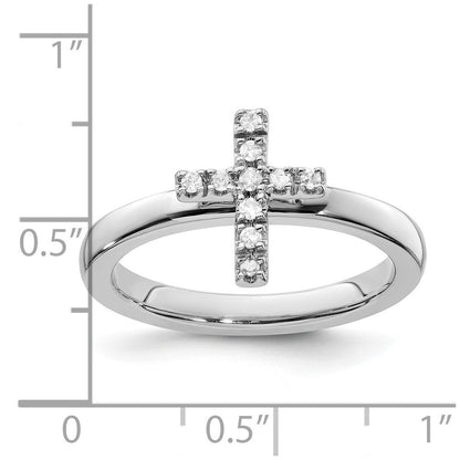 Sterlingsilber Stapelbar Expressions Kreuz Diamant Ring