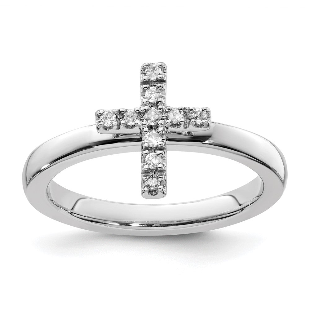 Sterlingsilber Stapelbar Expressions Kreuz Diamant Ring