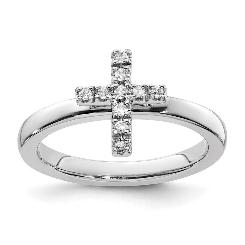 Sterlingsilber Stapelbar Expressions Kreuz Diamant Ring