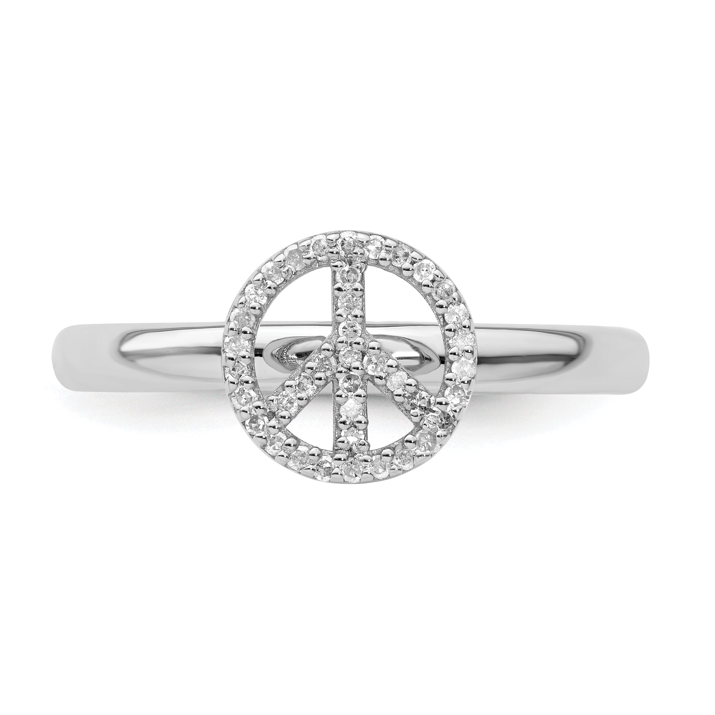 Sterlingsilber Stapelbar Expressions Frieden Symbol Diamant Ring