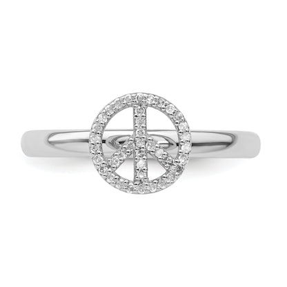 Sterlingsilber Stapelbar Expressions Frieden Symbol Diamant Ring