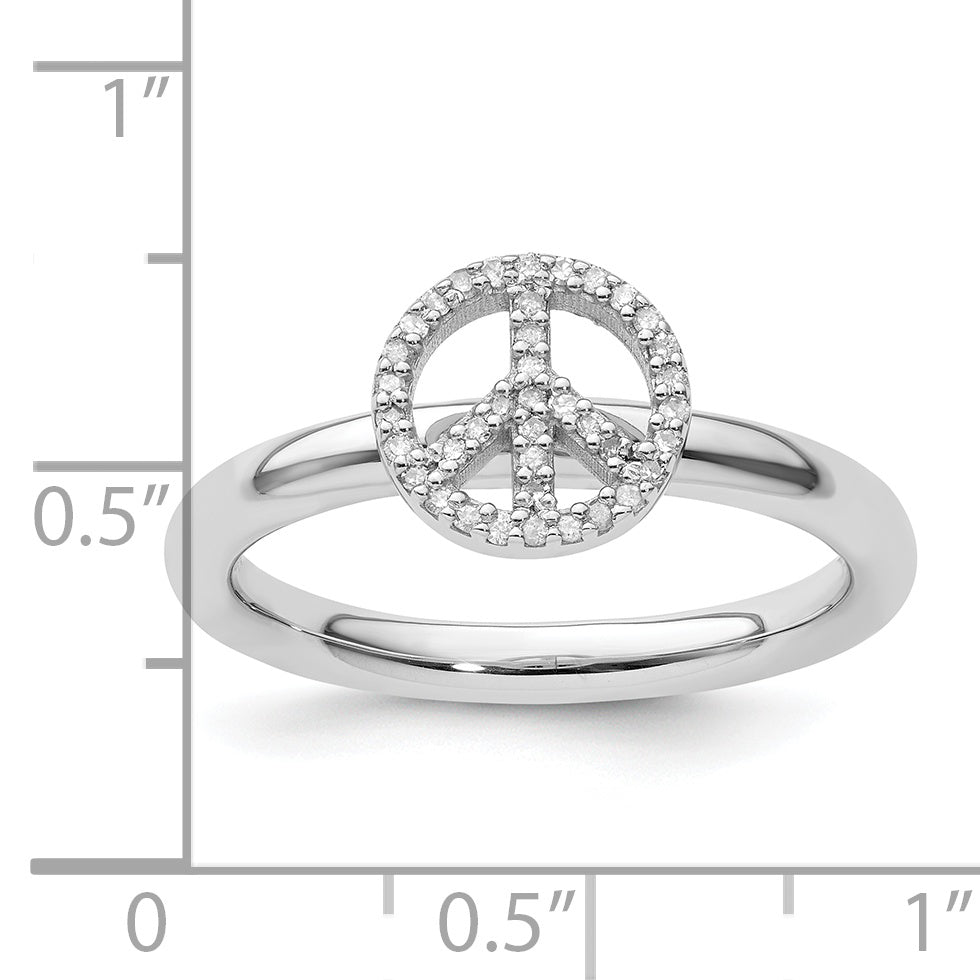 Sterlingsilber Stapelbar Expressions Frieden Symbol Diamant Ring