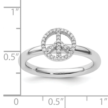 Sterlingsilber Stapelbar Expressions Frieden Symbol Diamant Ring
