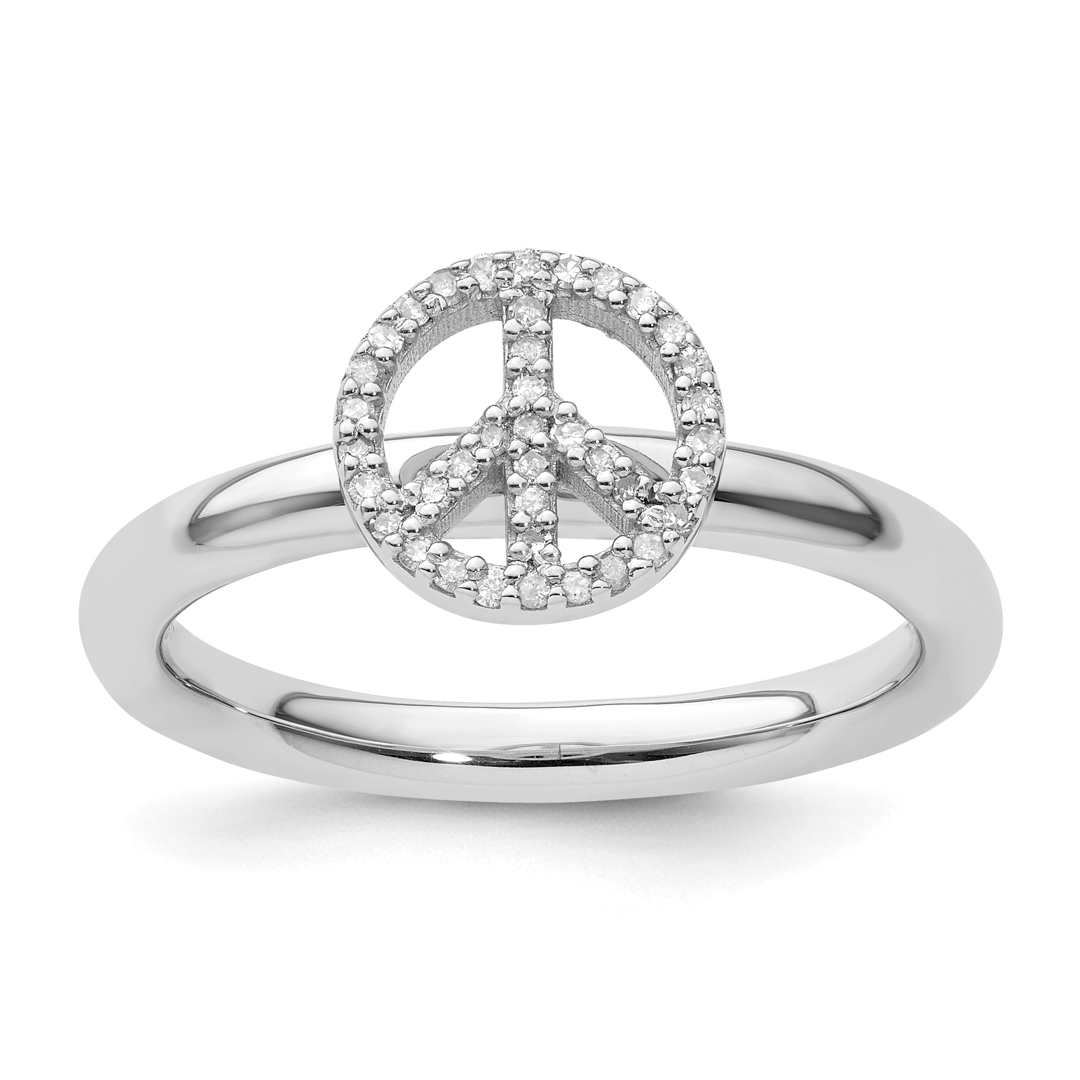 Sterlingsilber Stapelbar Expressions Frieden Symbol Diamant Ring