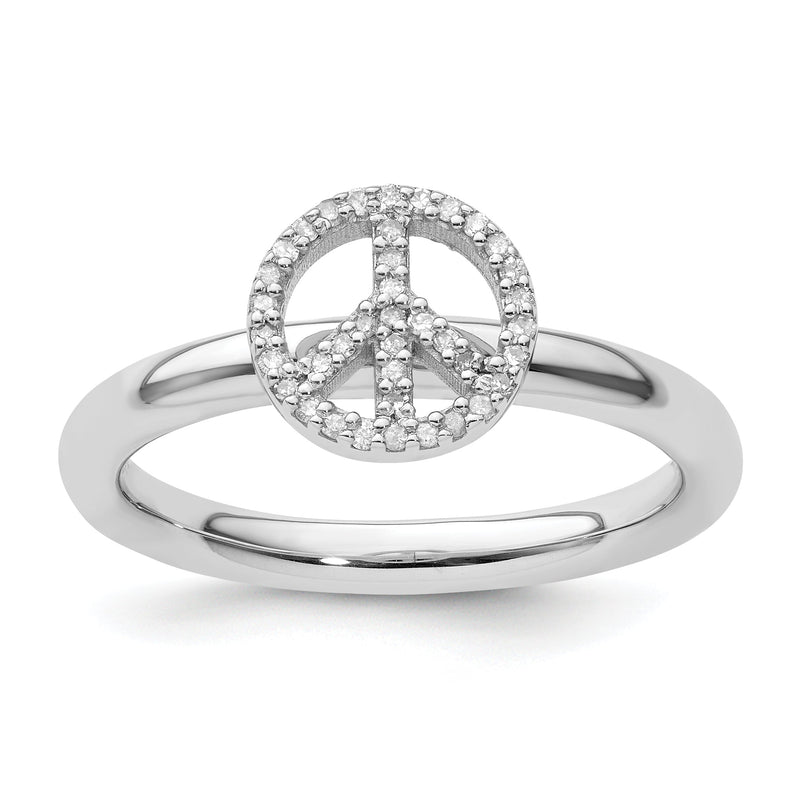 Sterlingsilber Stapelbar Expressions Frieden Symbol Diamant Ring