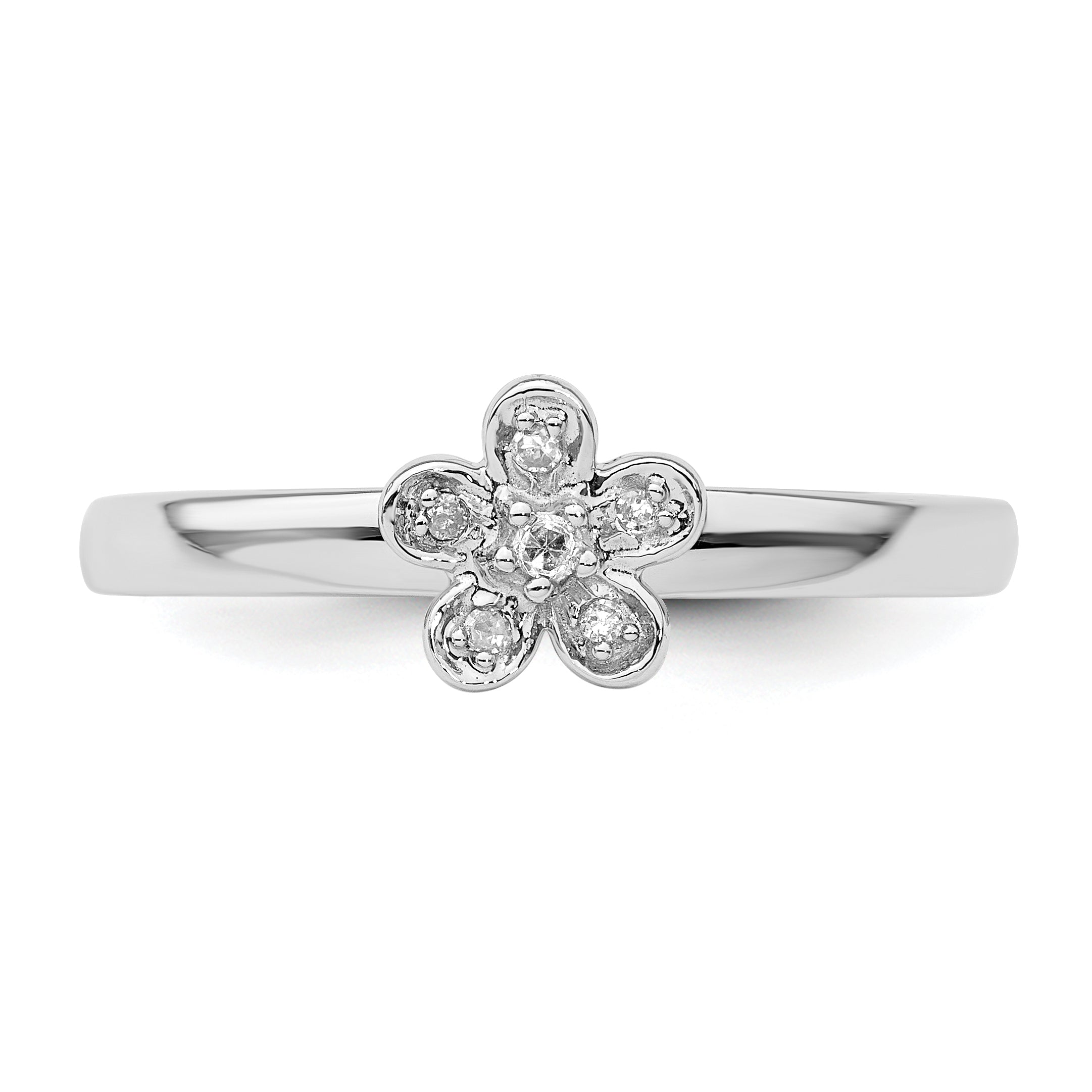 Sterlingsilber Stapelbar Expressions Blume Diamant Ring