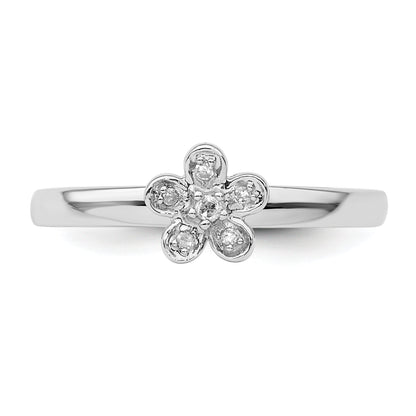 Sterlingsilber Stapelbar Expressions Blume Diamant Ring