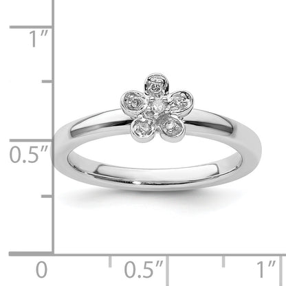 Sterlingsilber Stapelbar Expressions Blume Diamant Ring