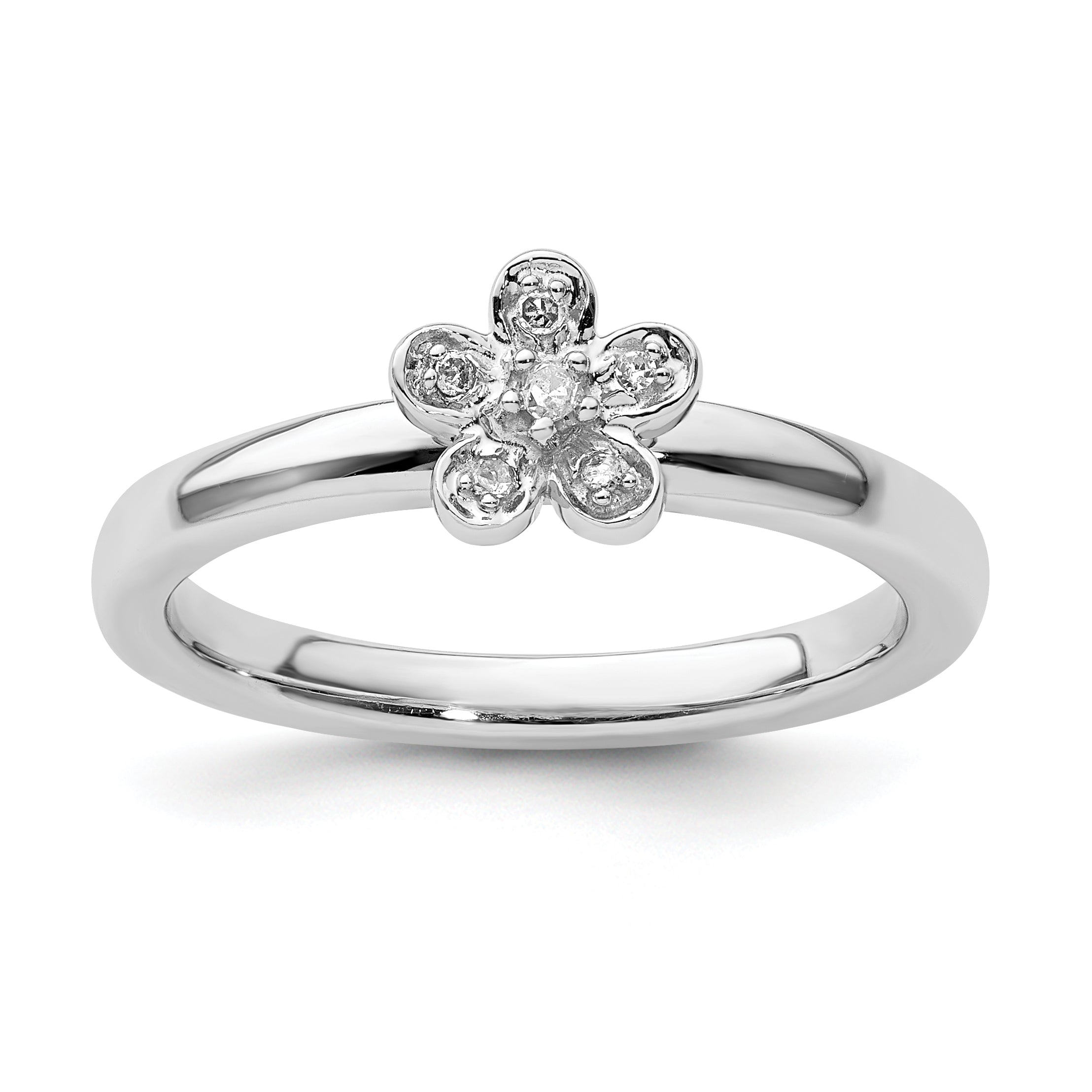 Sterlingsilber Stapelbar Expressions Blume Diamant Ring