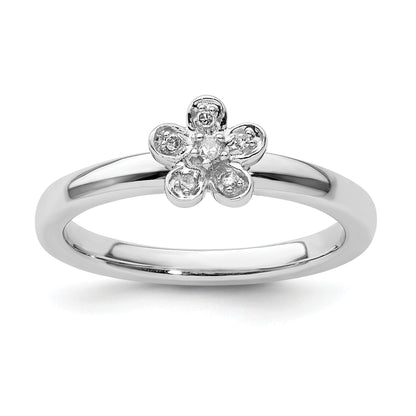 Sterlingsilber Stapelbar Expressions Blume Diamant Ring