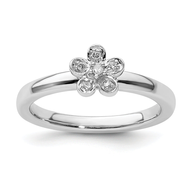 Sterlingsilber Stapelbar Expressions Blume Diamant Ring