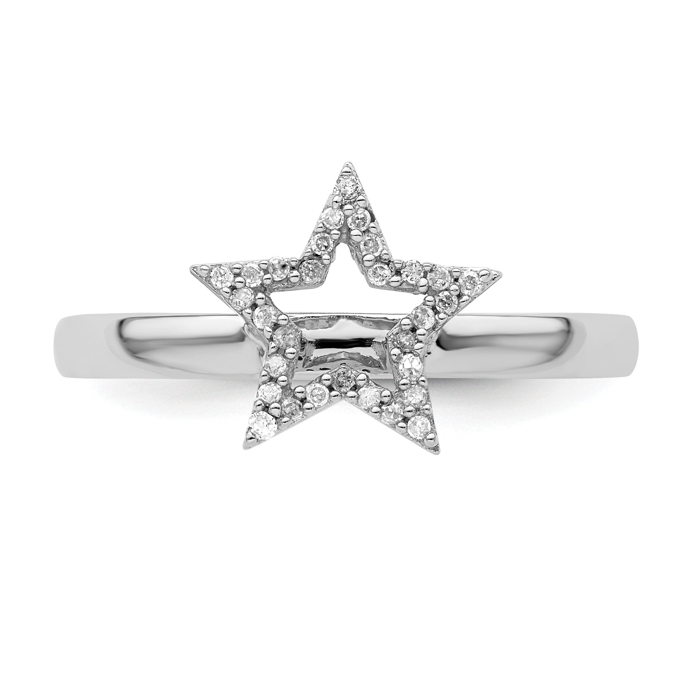 Sterlingsilber Stapelbar Expressions Stern Diamant Ring