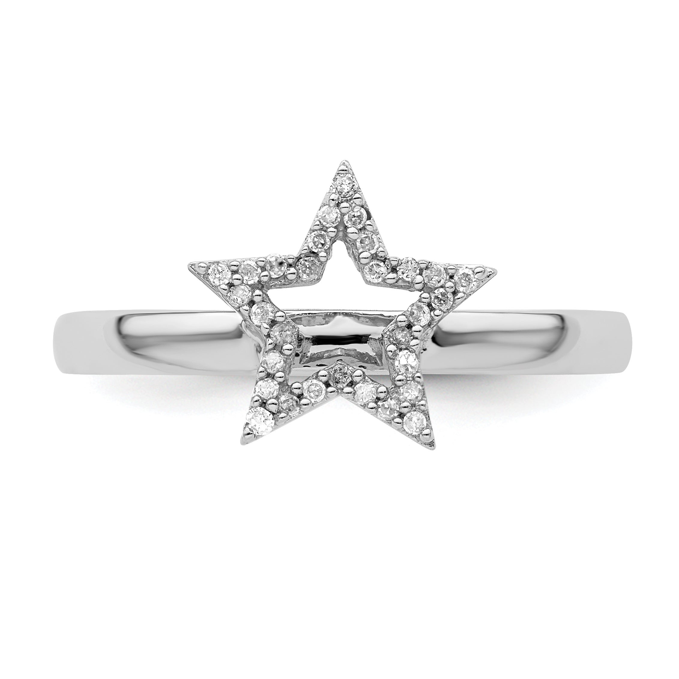 Sterlingsilber Stapelbar Expressions Stern Diamant Ring