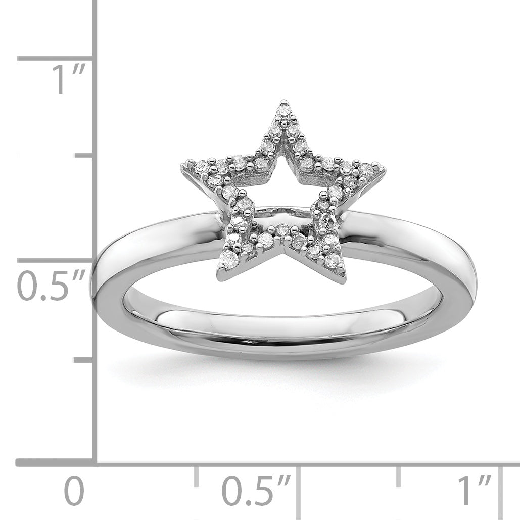 Sterlingsilber Stapelbar Expressions Stern Diamant Ring
