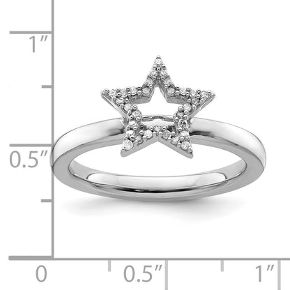 Sterlingsilber Stapelbar Expressions Stern Diamant Ring