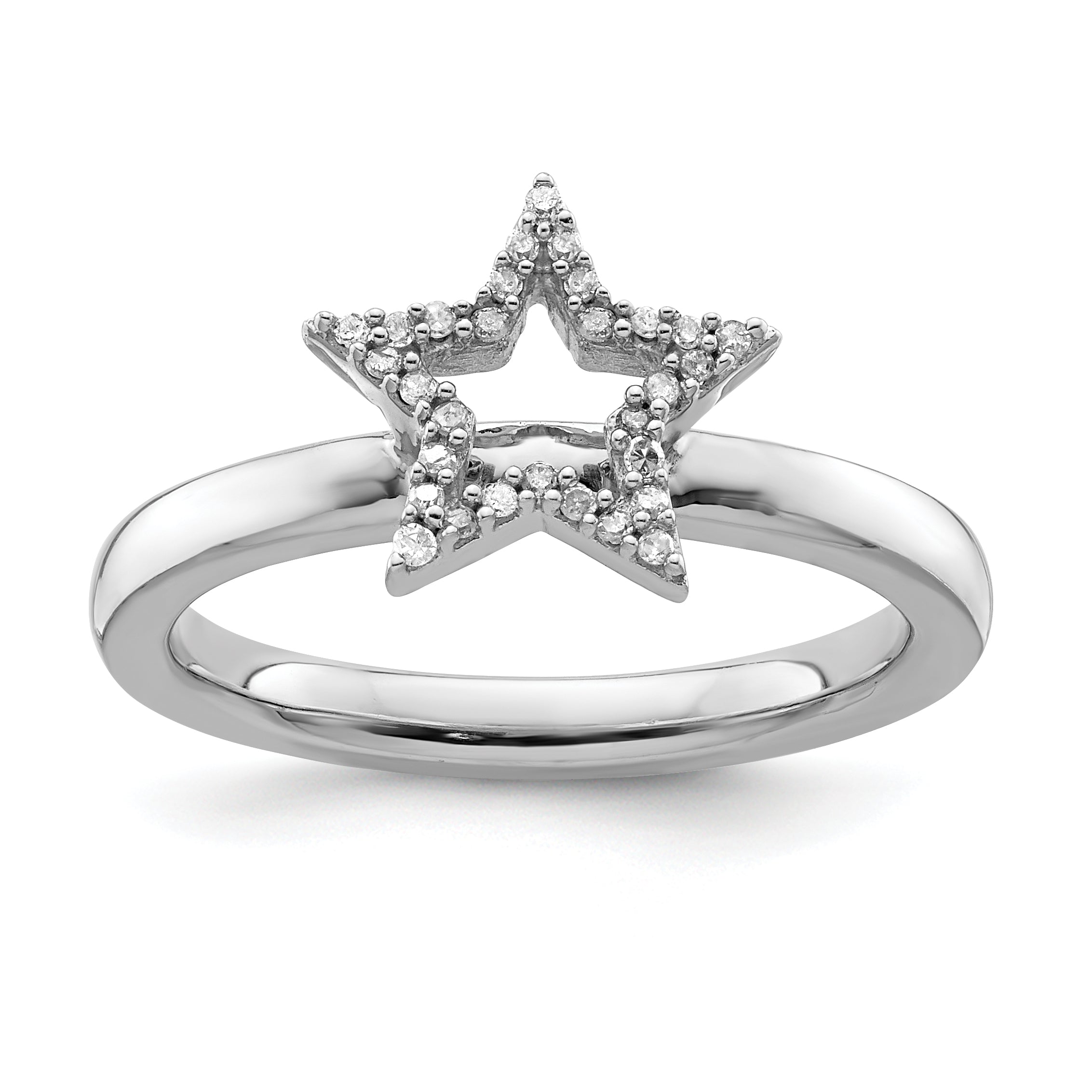 Sterlingsilber Stapelbar Expressions Stern Diamant Ring