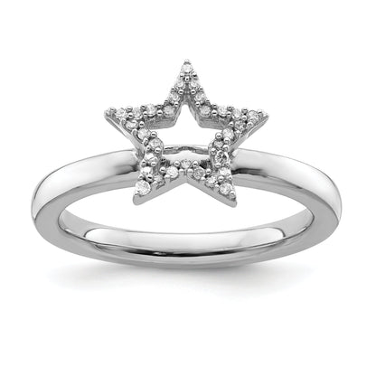 Sterlingsilber Stapelbar Expressions Stern Diamant Ring