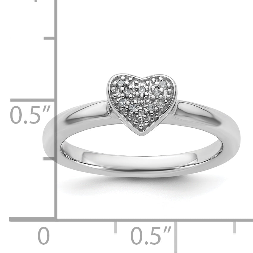 Sterlingsilber Stapelbar Expressions Herz Diamant Ring