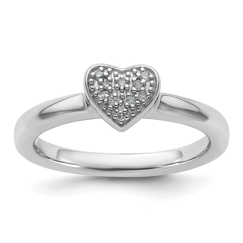 Sterlingsilber Stapelbar Expressions Herz Diamant Ring